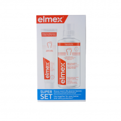 Elmex Super Set zestaw przeciw próchnicy - pasta do zębów i płyn do płukania jamy ustnej