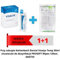 Promocja 1+1 / Kettenbach Dental Visalys Temp  50ml + Prosept Wipes 120szt. GRATIS