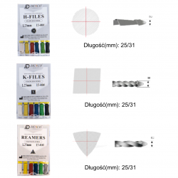 denco pilniki endodontyczne H,K, Reamers